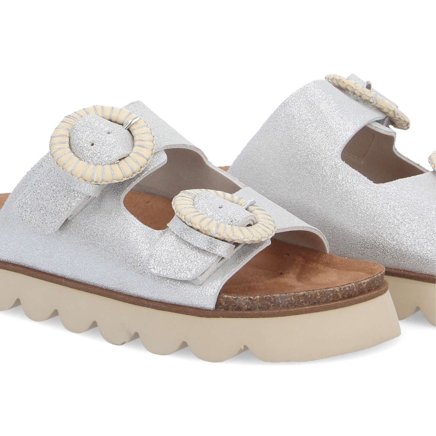 SANDY SLAP W - GLITTER SUEDE - ARGENT